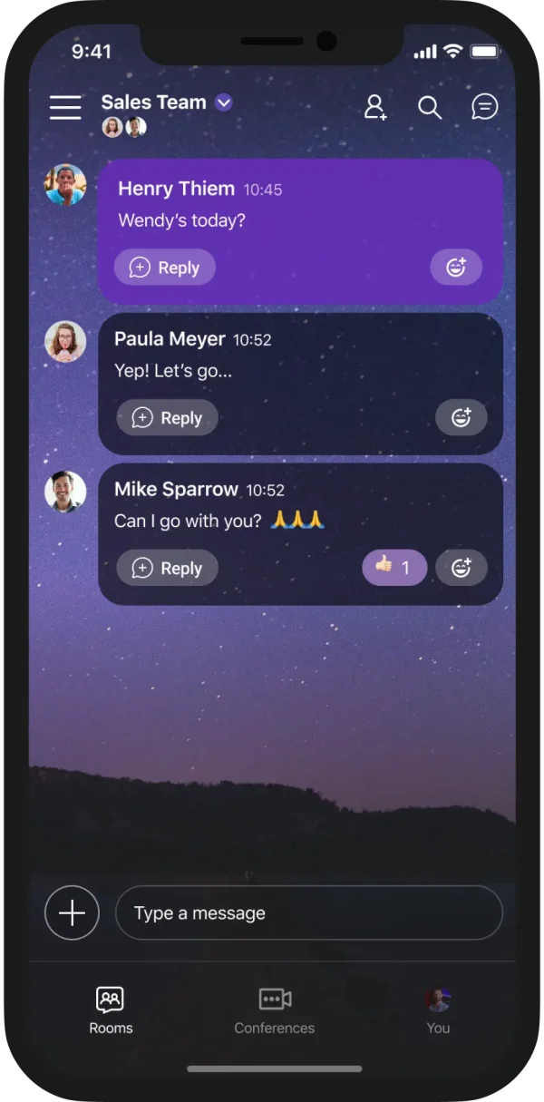 Smartphone teamchat application